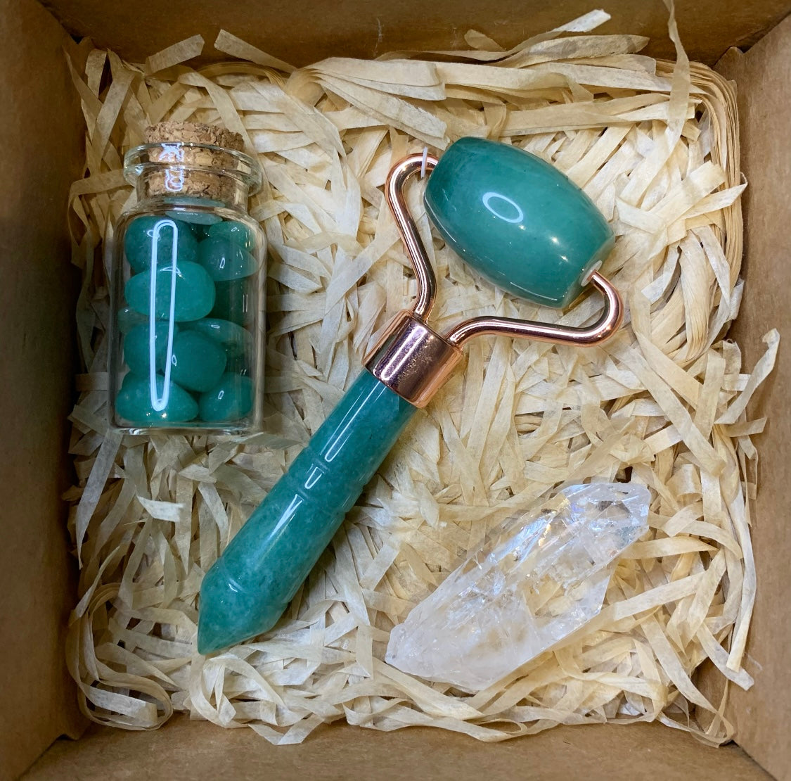 Aventurine Clear Quartz Crystal Gift Box