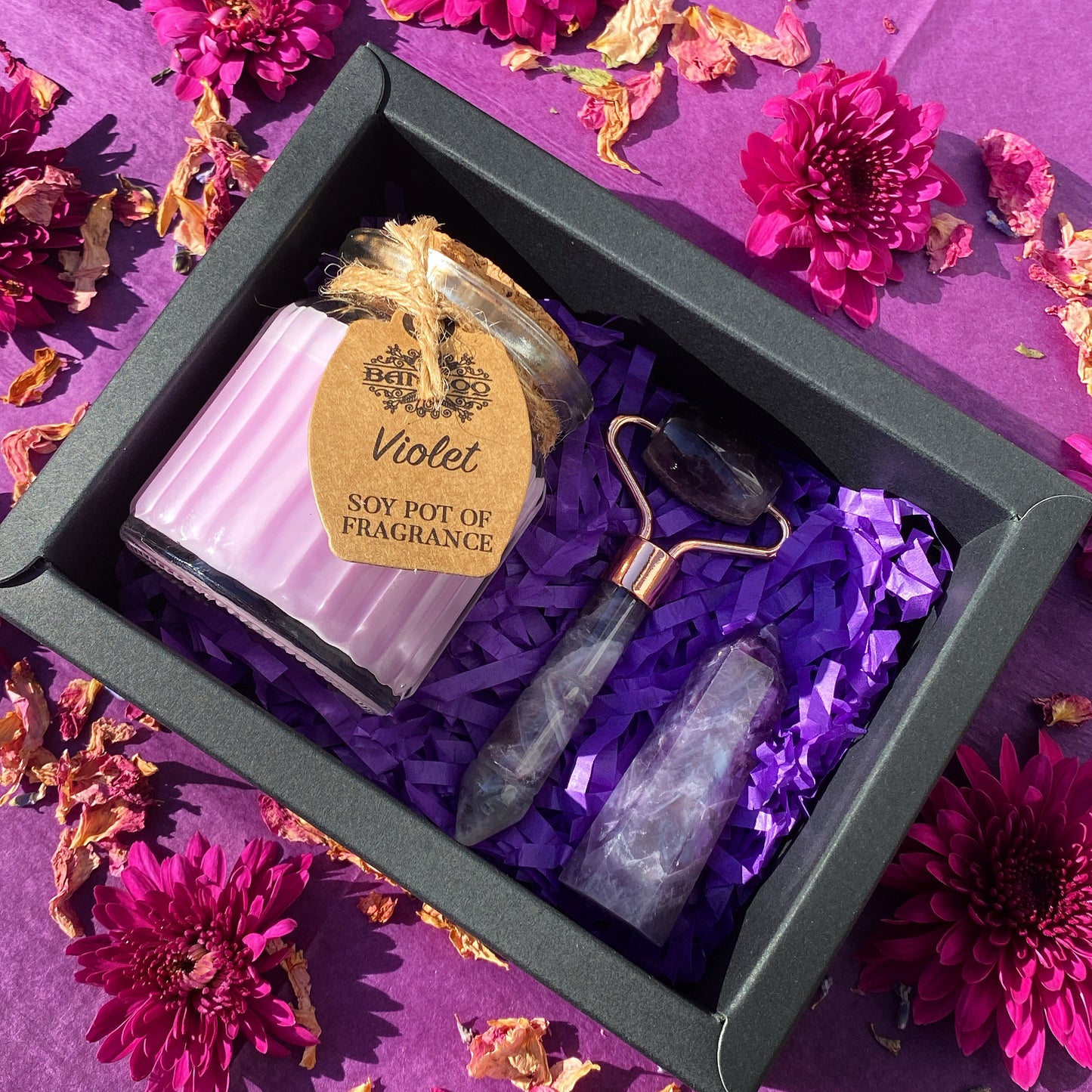 Relaxing Crystal Candle Gift Set - Amethyst