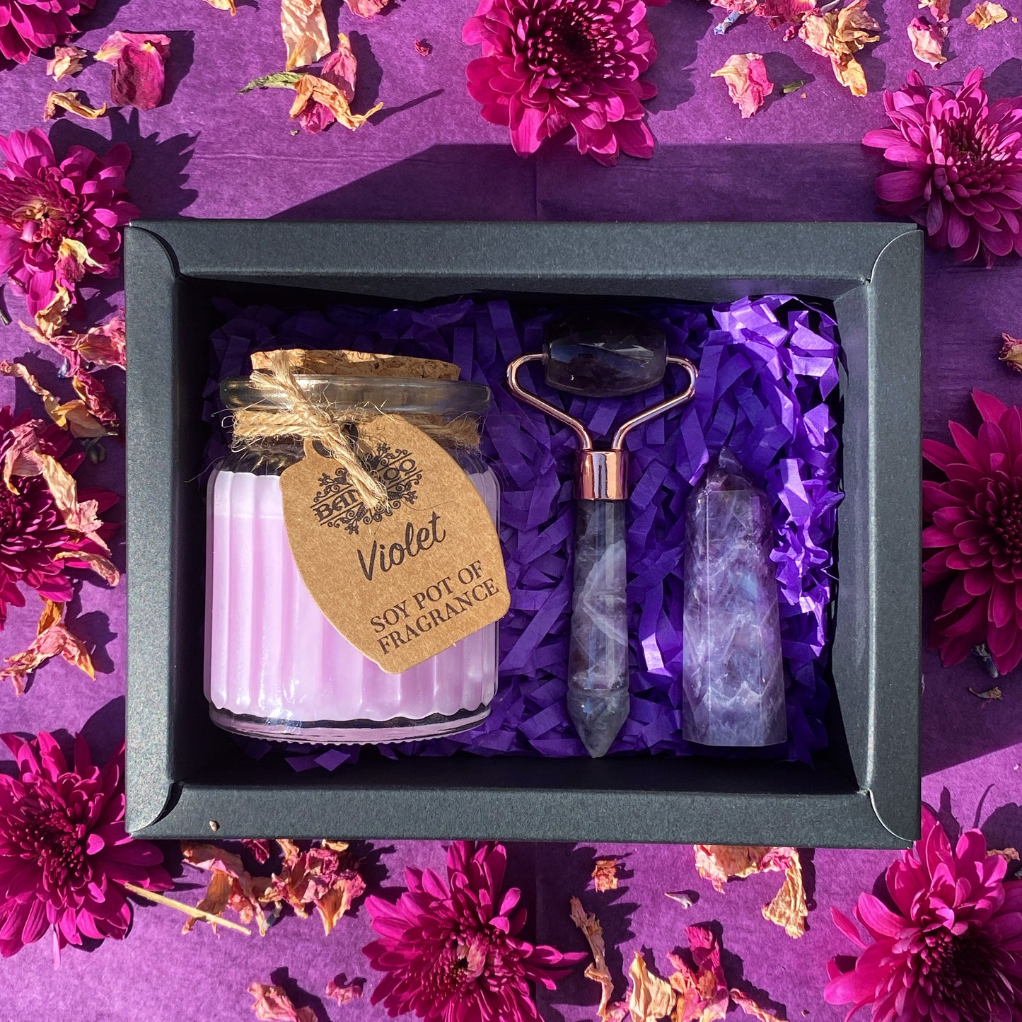 Relaxing Crystal Candle Gift Set - Amethyst