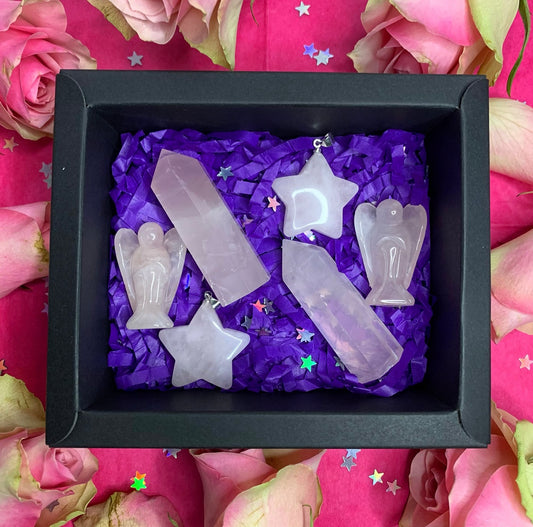 Mothers Day Matching Crystal Rose Quartz Gift Set