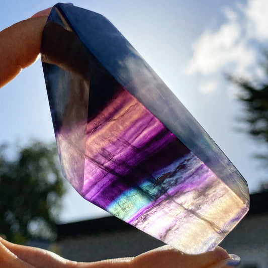 Polished Rainbow Fluorite Crystal