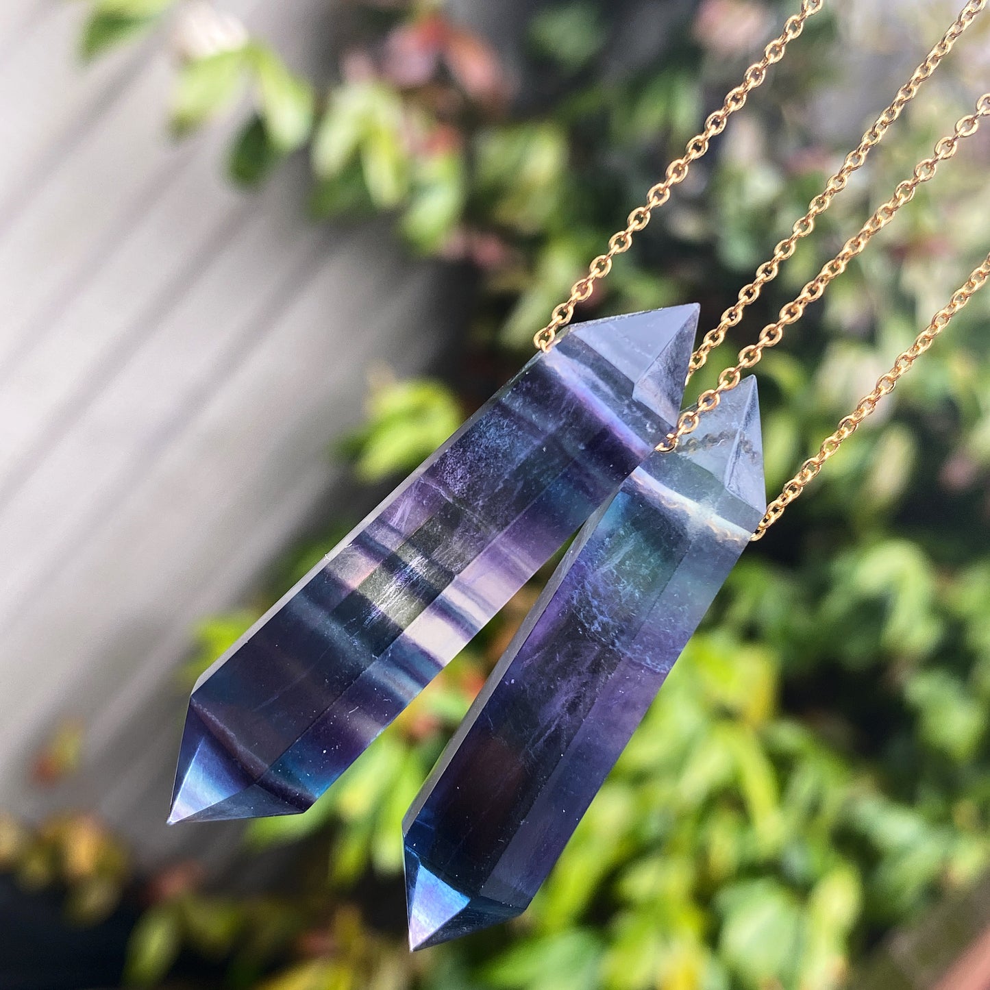 Fluorite Double Terminated Crystal Pendant