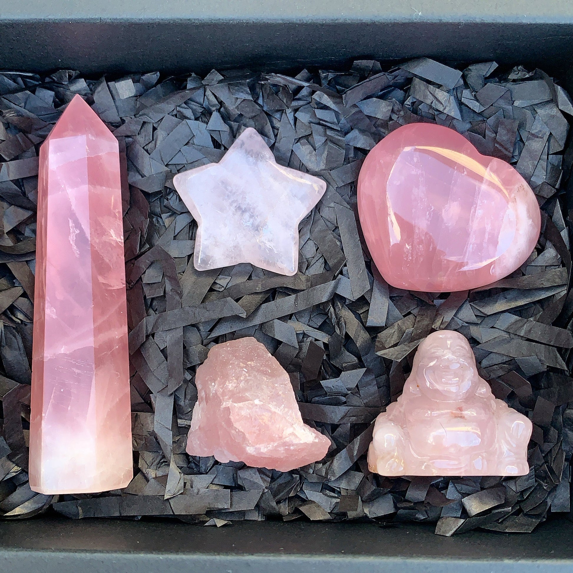 Rose quartz crystal gift box