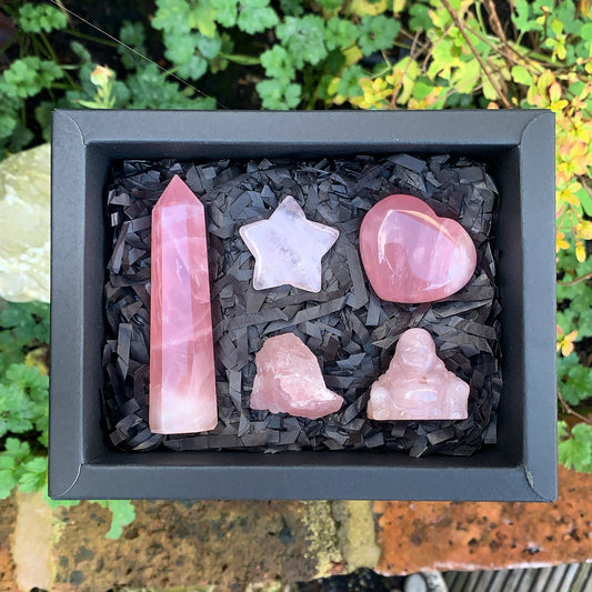 Rose quartz crystal gift box