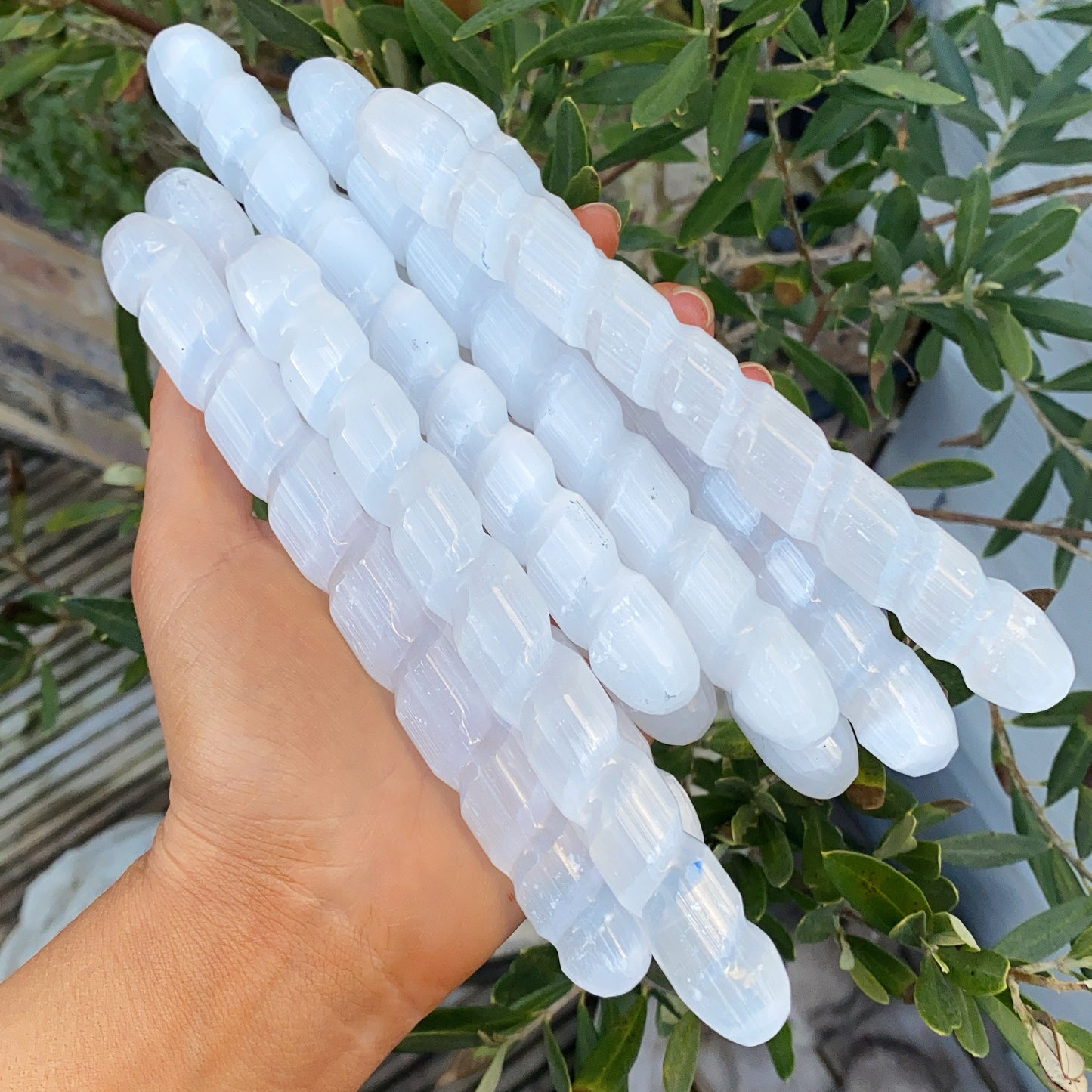 Round Tip Selenite Spiral Wand