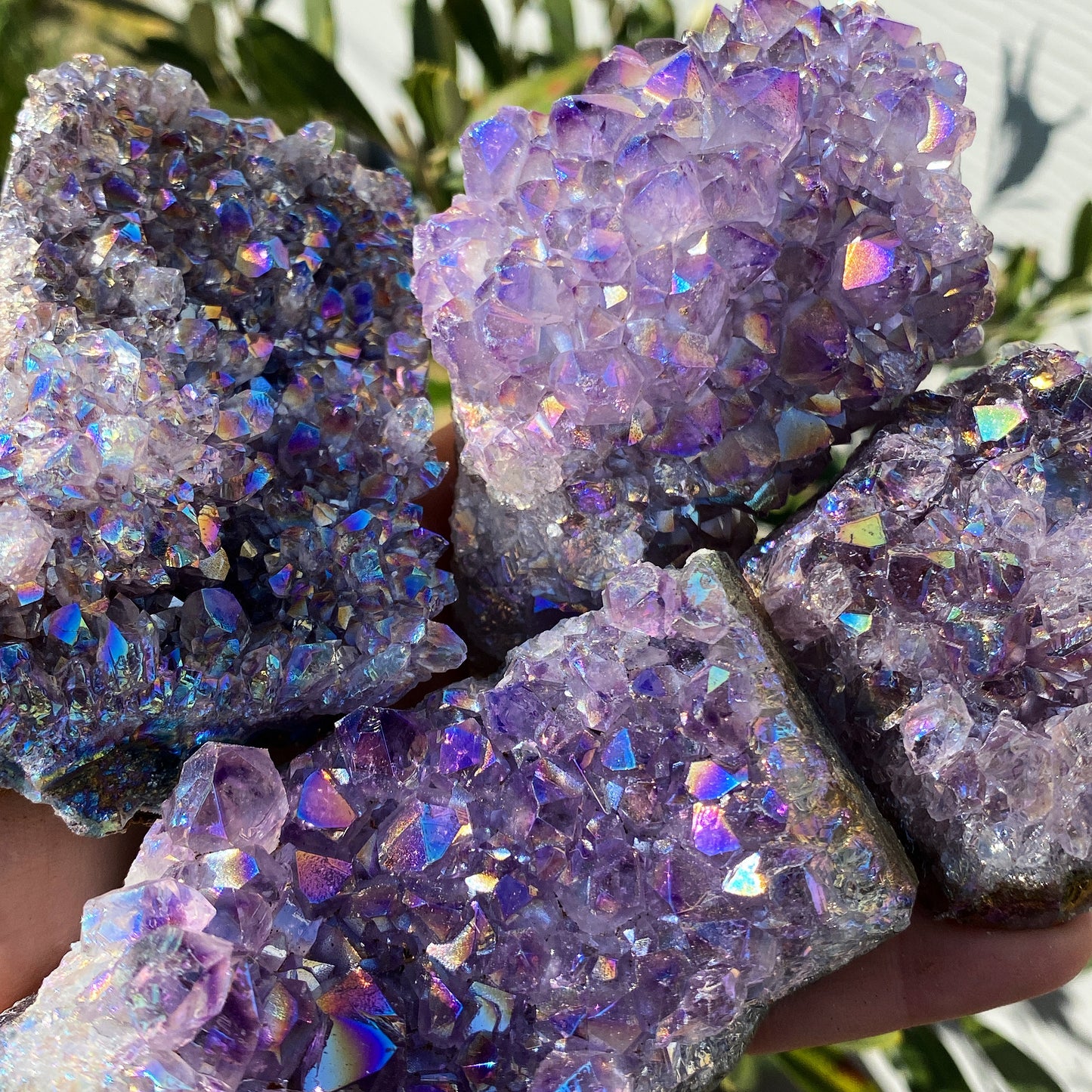 Rainbow Aura Quartz Cluster