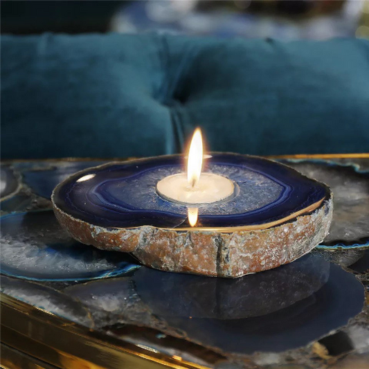 Blue Agate Slice Candle Holder