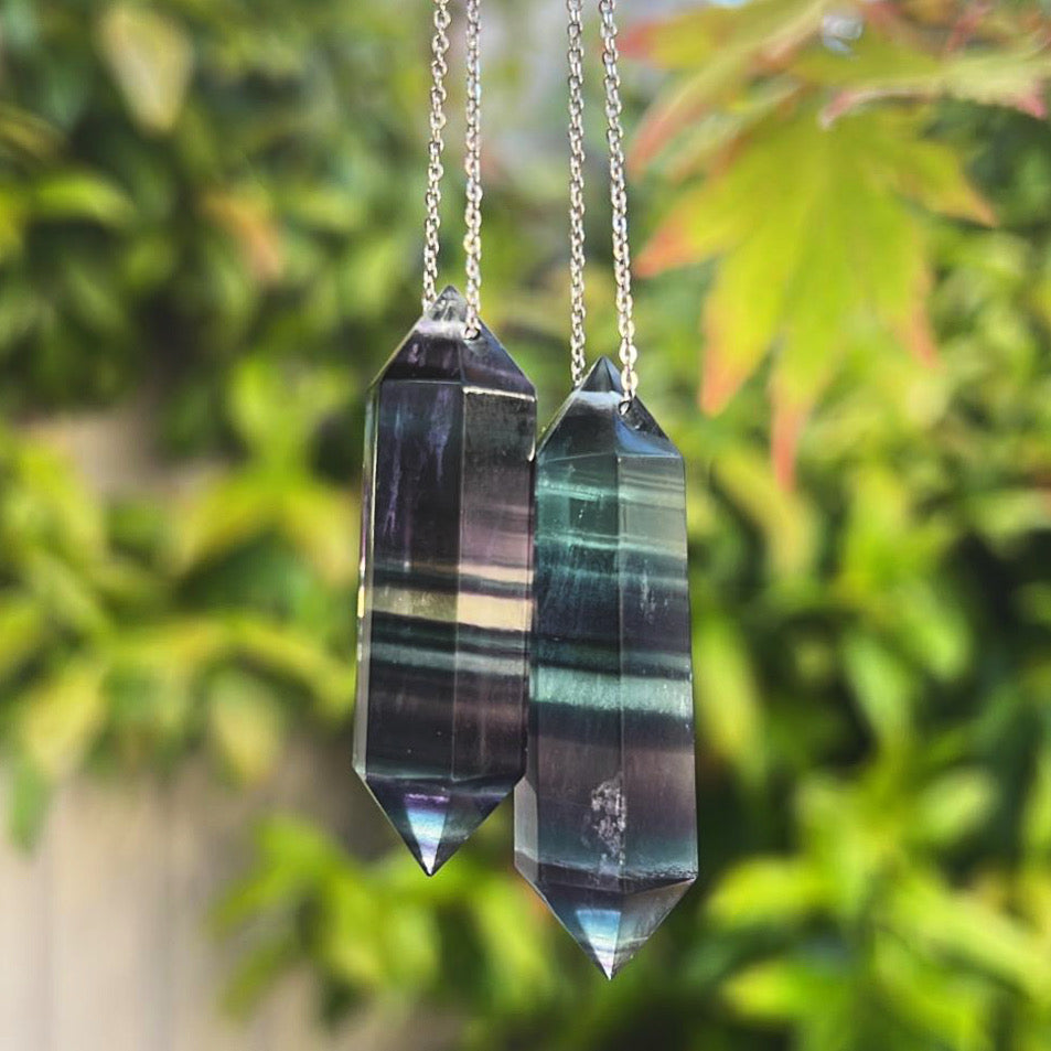 Fluorite Double Terminated Crystal Pendant