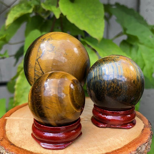 Tiger Eye Crystal Sphere with Pedestal