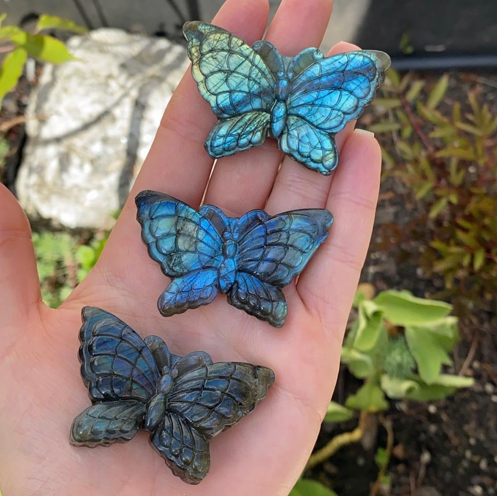Hand Carved Labradorite Butterfly