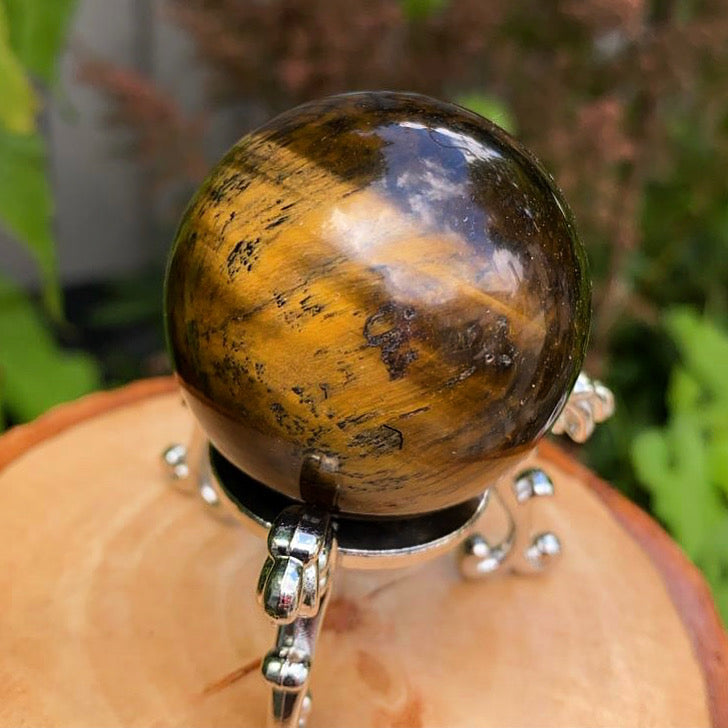 Tiger Eye Crystal Sphere with Pedestal