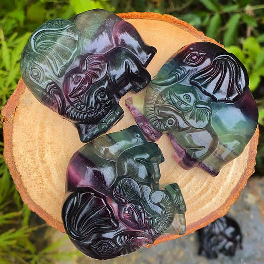 Mother & Baby Fluorite Elephant