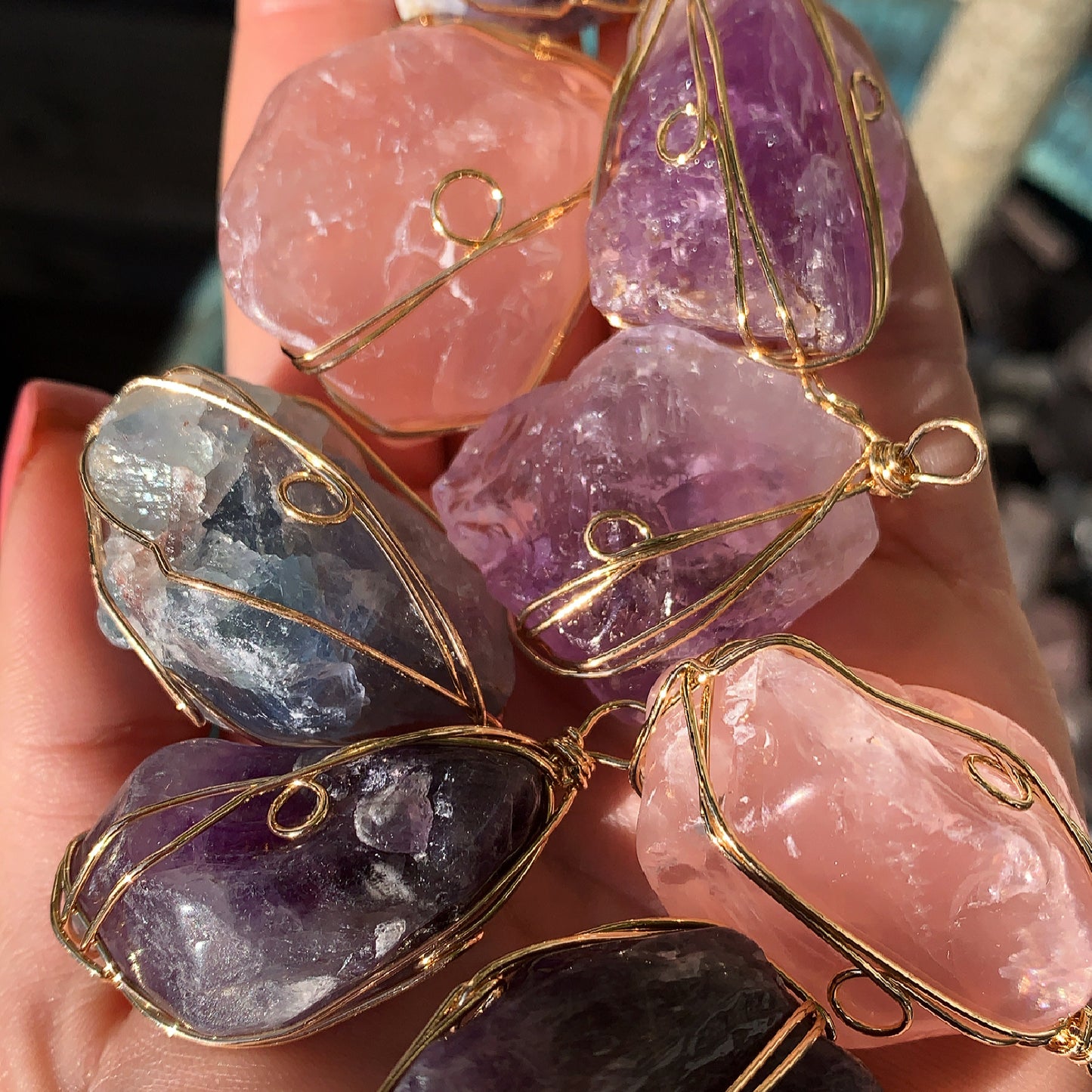Wire Wrapped Crystal Pendants