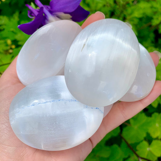 Selenite Palm Stone
