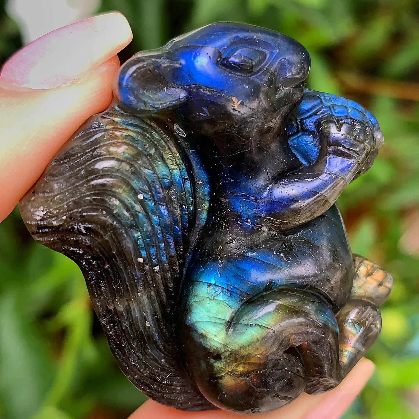 Hand Carved Labradorite Squirrel