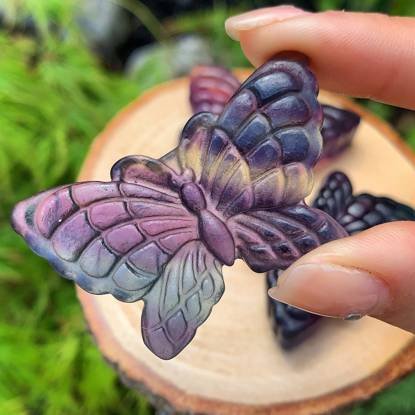 Hand Carved Rainbow Fluorite Butterfly