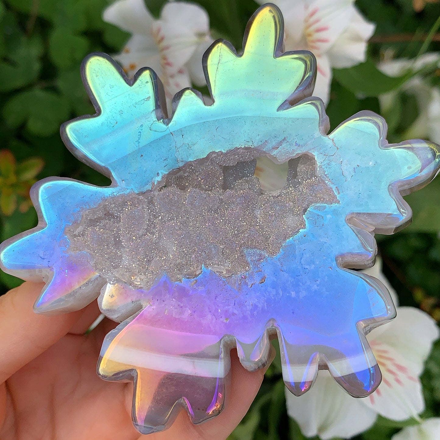 Angel Aura Druzy Agate Snowflake