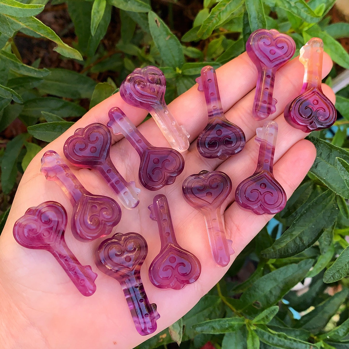 Mini Rainbow Fluorite Love Keys