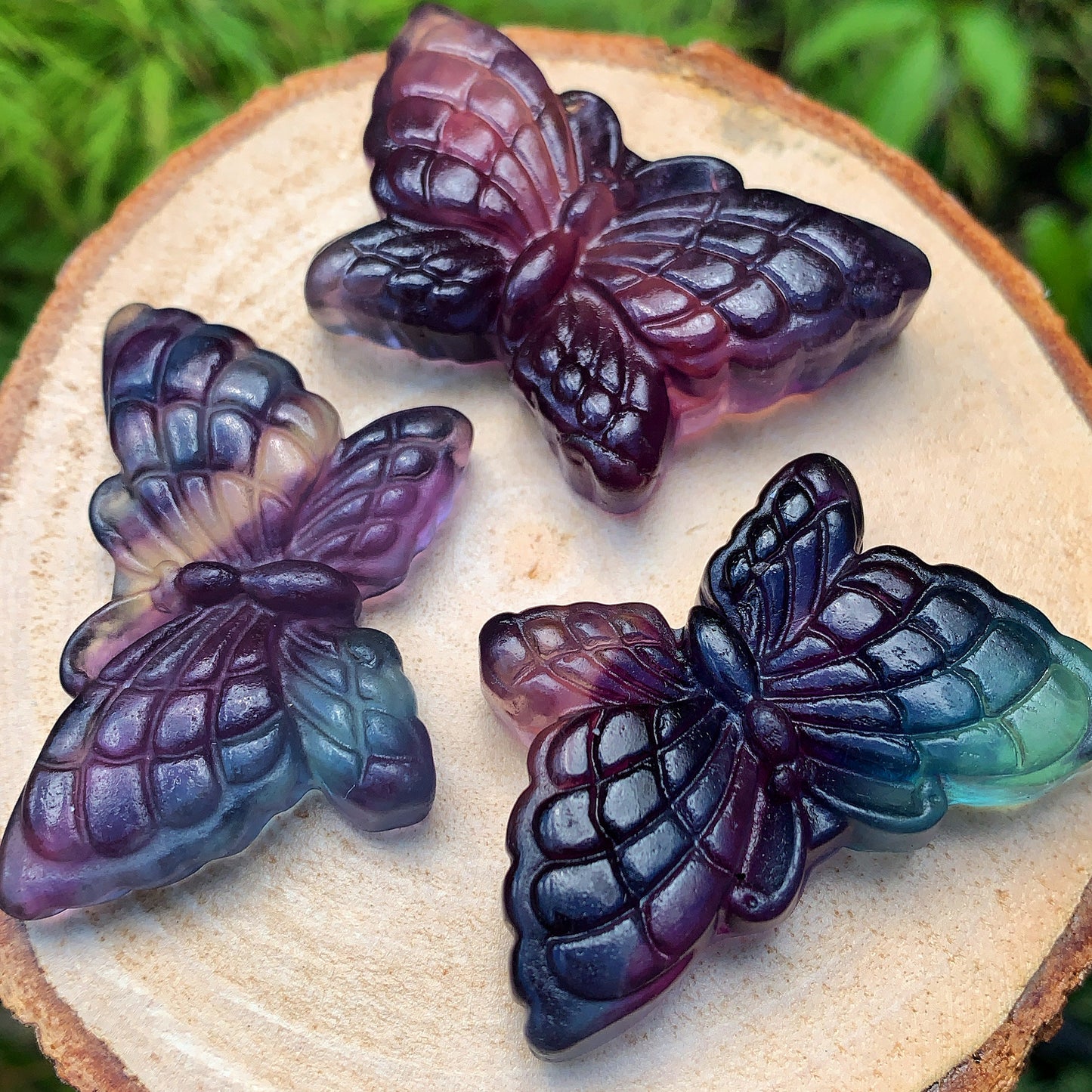 Hand Carved Rainbow Fluorite Butterfly