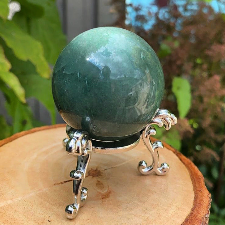 Aventurine Crystal Sphere with Pedestal