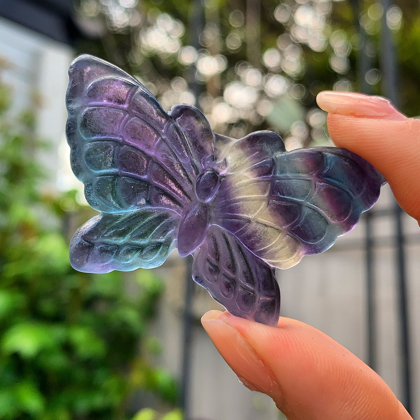 Hand Carved Rainbow Fluorite Butterfly