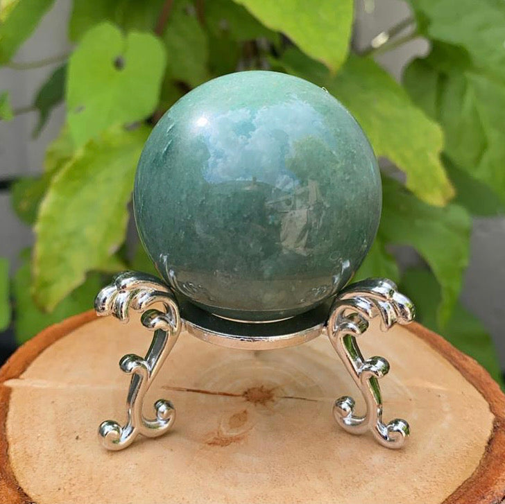 Aventurine Crystal Sphere with Pedestal