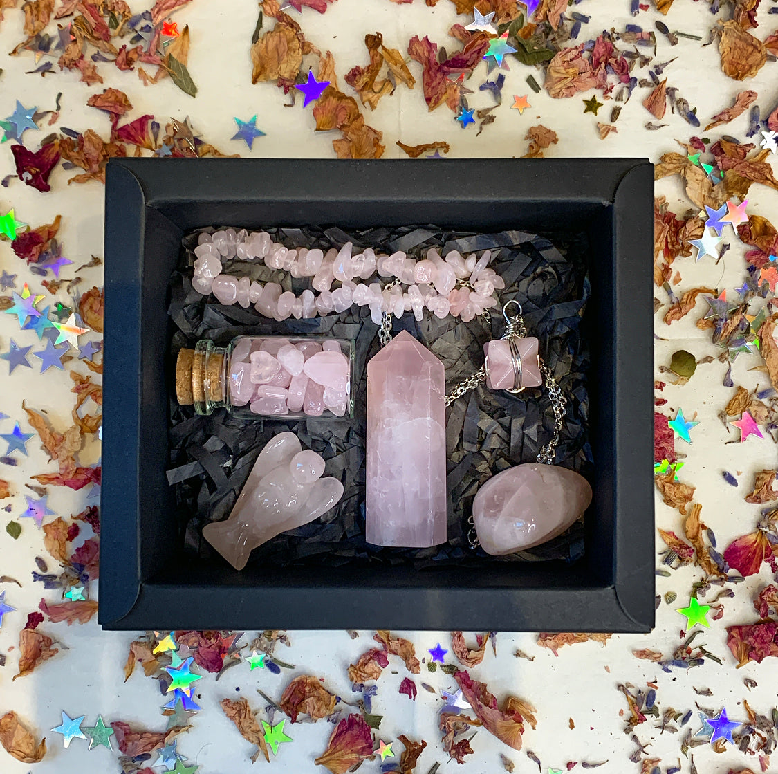 Rose Quartz Crystal Gift Box Set