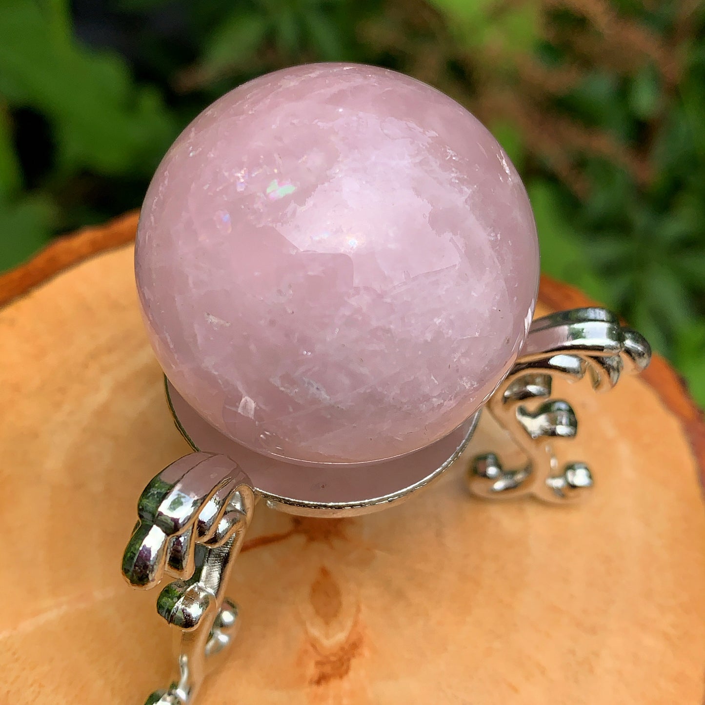 Rose Quartz Crystal Sphere with Pedestal