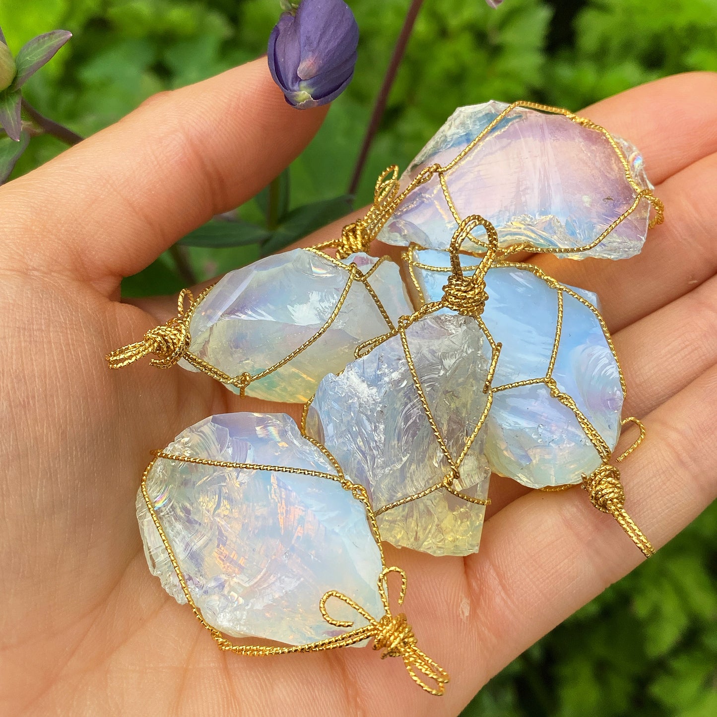 Opalite Wire Wrapped Crystal Pendant