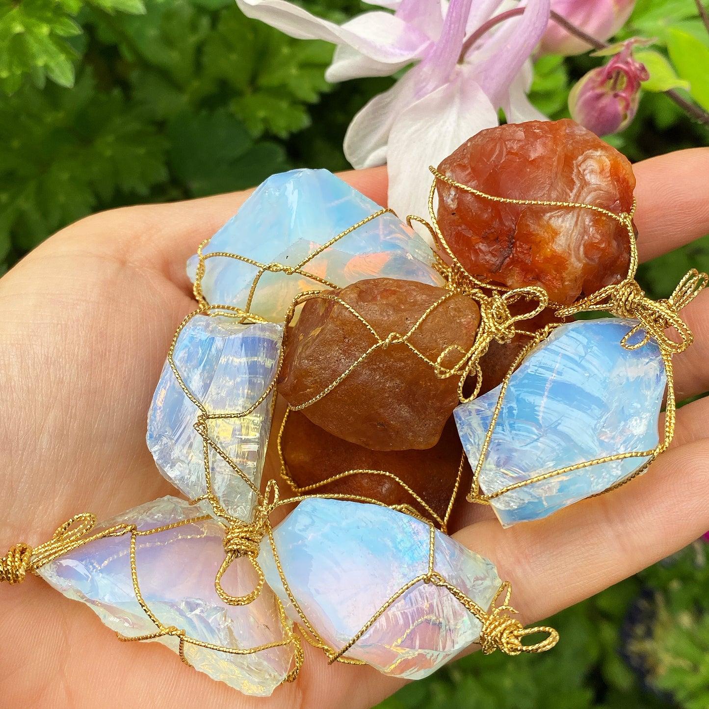 Opalite Wire Wrapped Crystal Pendant