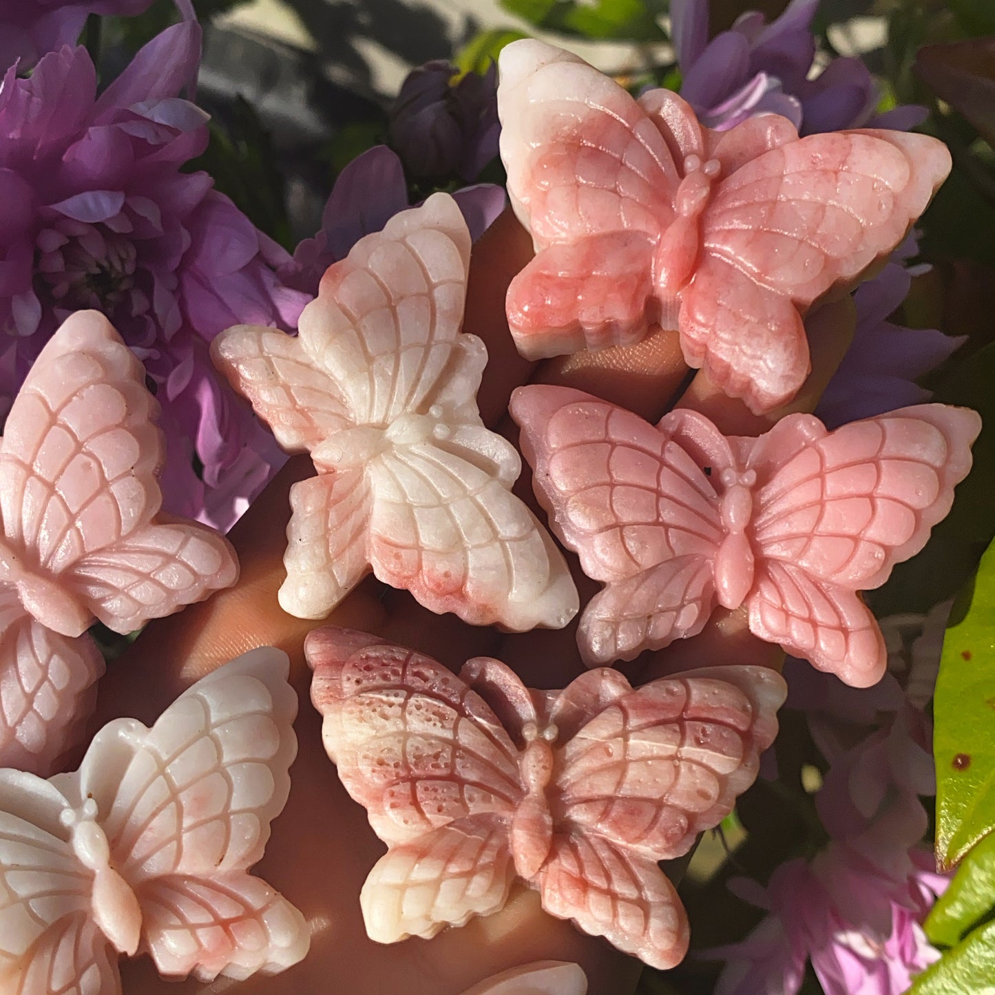 Hand Carved Pink Opal Butterfly