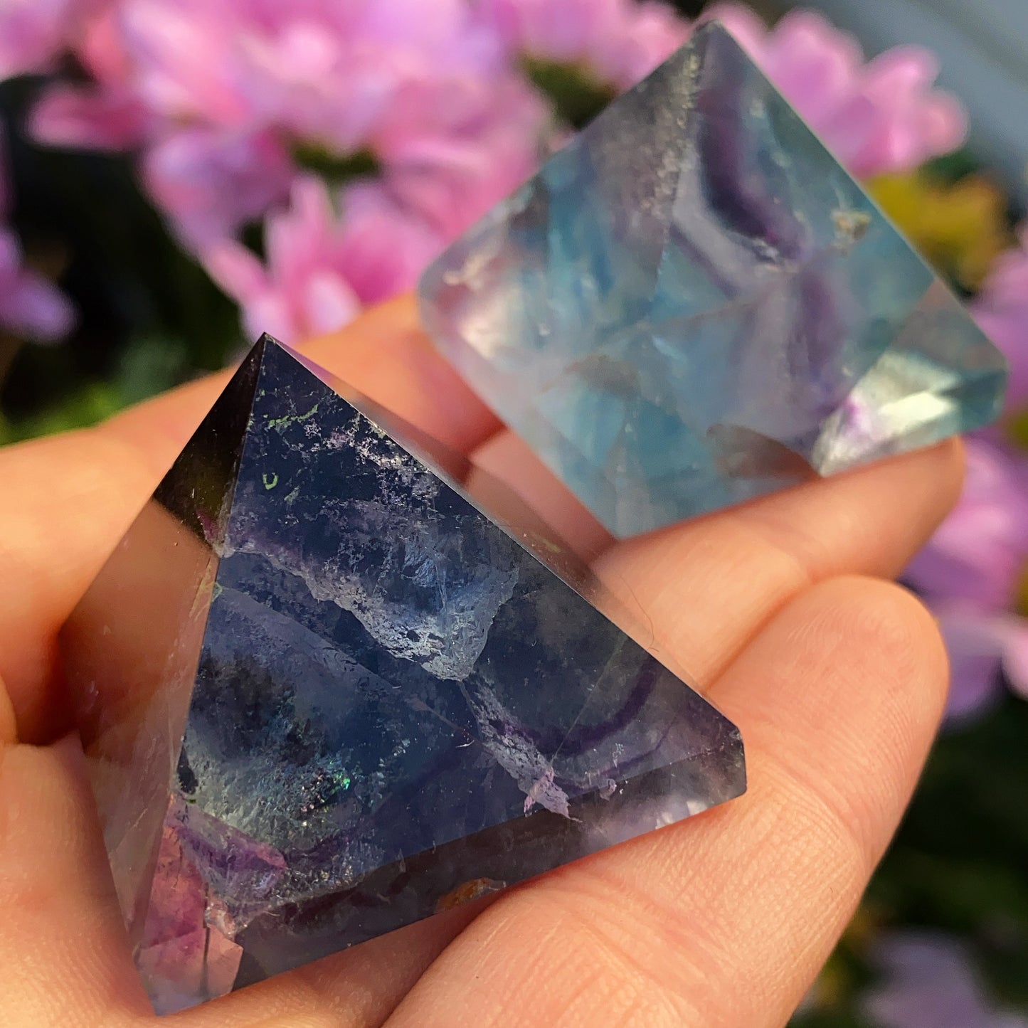 Rainbow Fluorite Crystal Pyramid